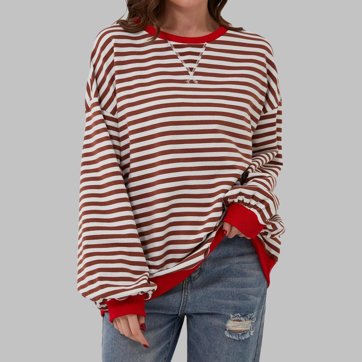 Streifenkraft Gestreiftes Sweatshirt mit Rundhals – 1+1 GRATIS