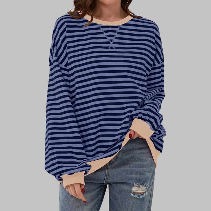 Streifenkraft Gestreiftes Sweatshirt mit Rundhals – 1+1 GRATIS