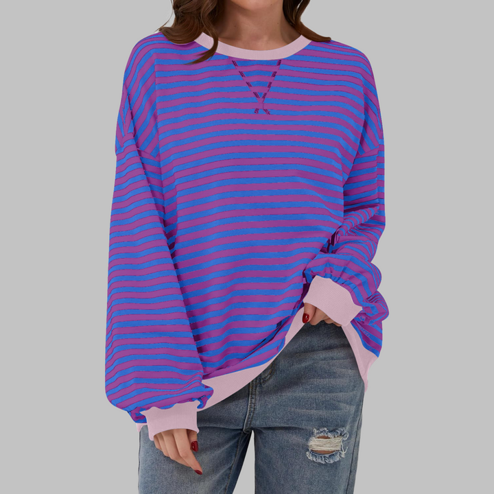 Streifenkraft Gestreiftes Sweatshirt mit Rundhals – 1+1 GRATIS