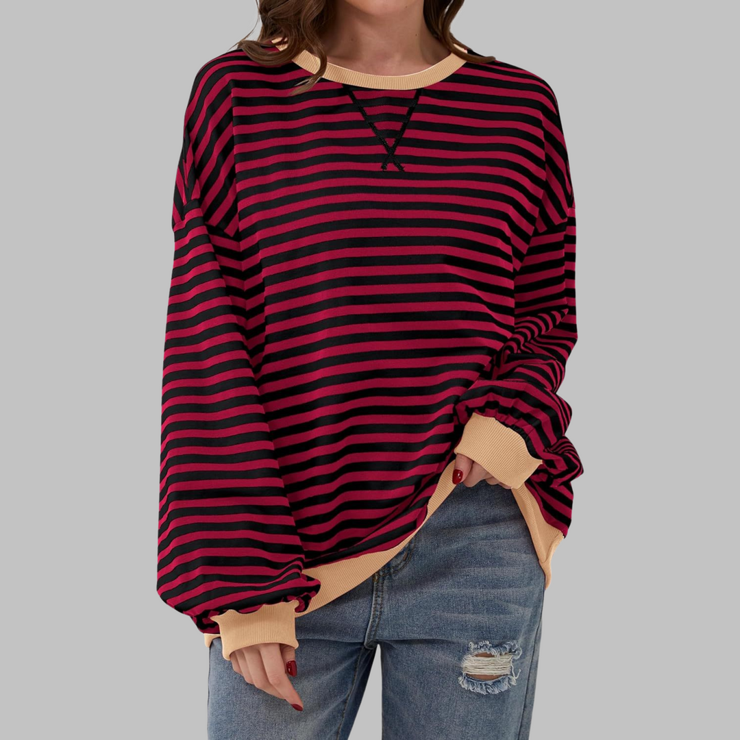Streifenkraft Gestreiftes Sweatshirt mit Rundhals – 1+1 GRATIS