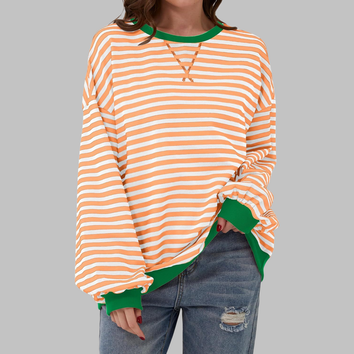 Streifenkraft Gestreiftes Sweatshirt mit Rundhals – 1+1 GRATIS
