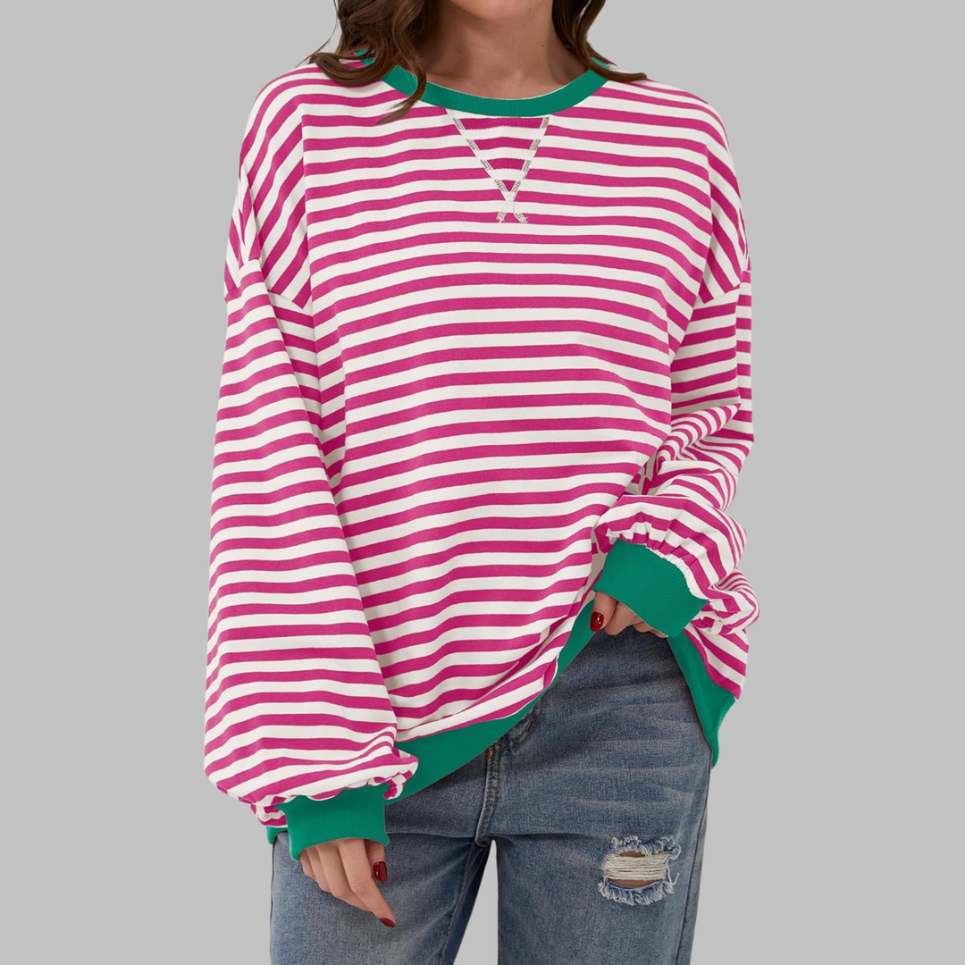 Streifenkraft Gestreiftes Sweatshirt mit Rundhals – 1+1 GRATIS