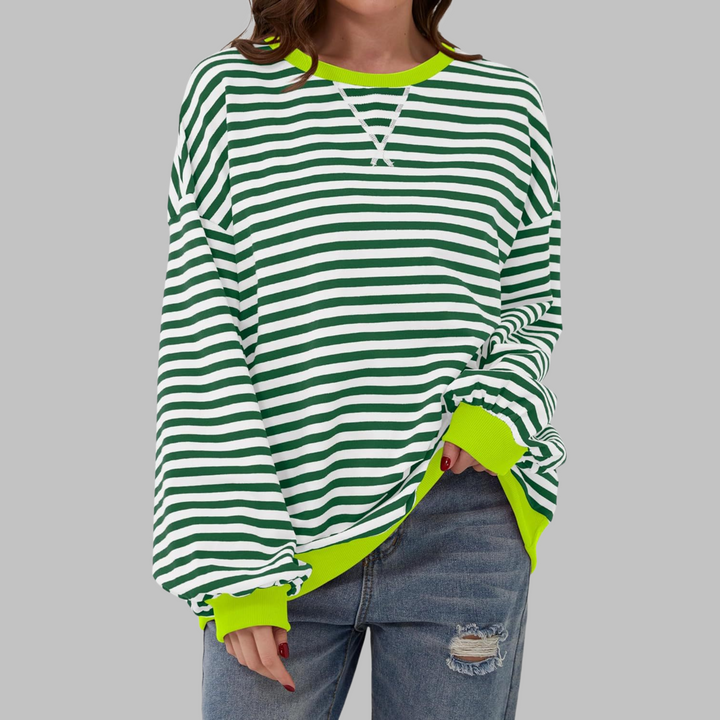 Streifenkraft Gestreiftes Sweatshirt mit Rundhals – 1+1 GRATIS
