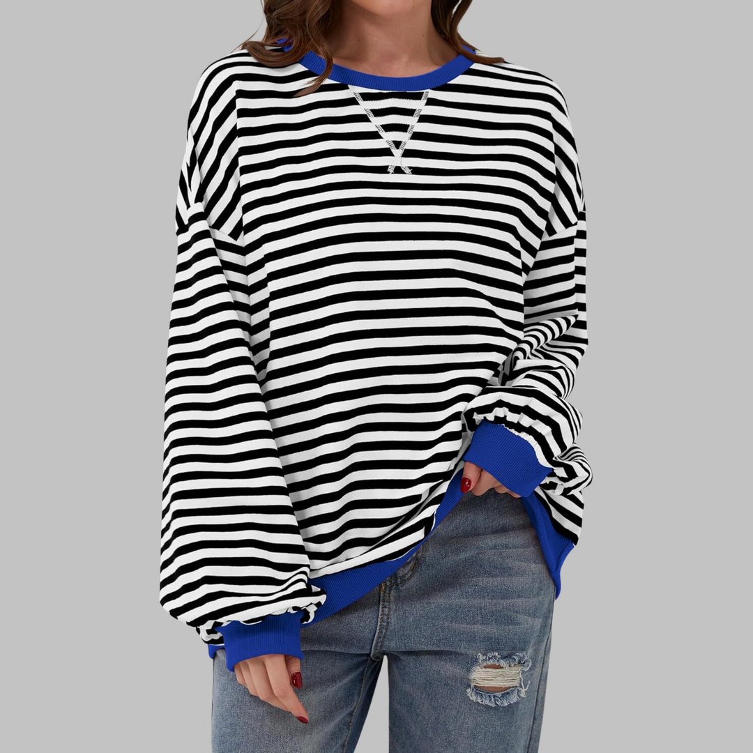 Streifenkraft Gestreiftes Sweatshirt mit Rundhals – 1+1 GRATIS