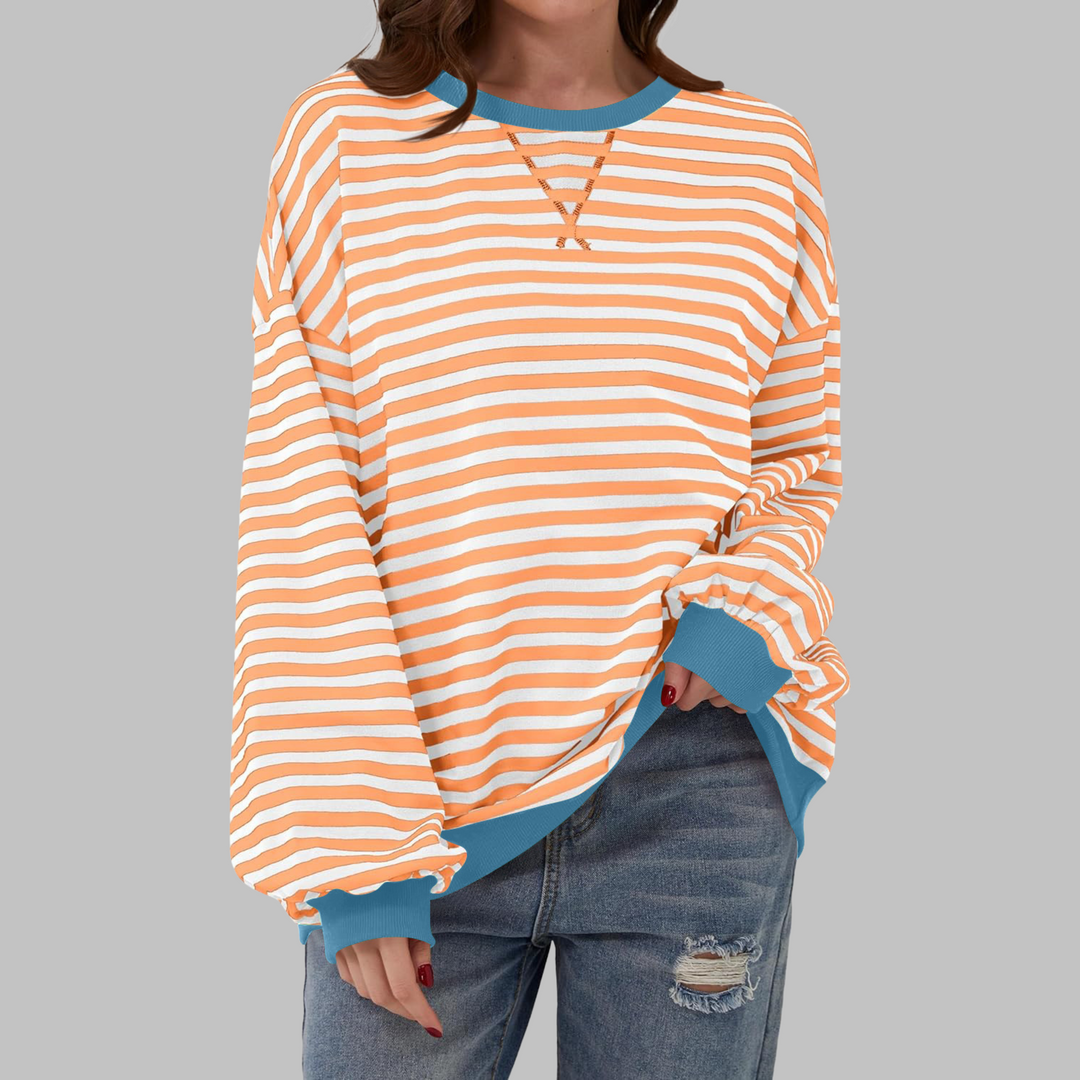 Streifenkraft Gestreiftes Sweatshirt mit Rundhals – 1+1 GRATIS