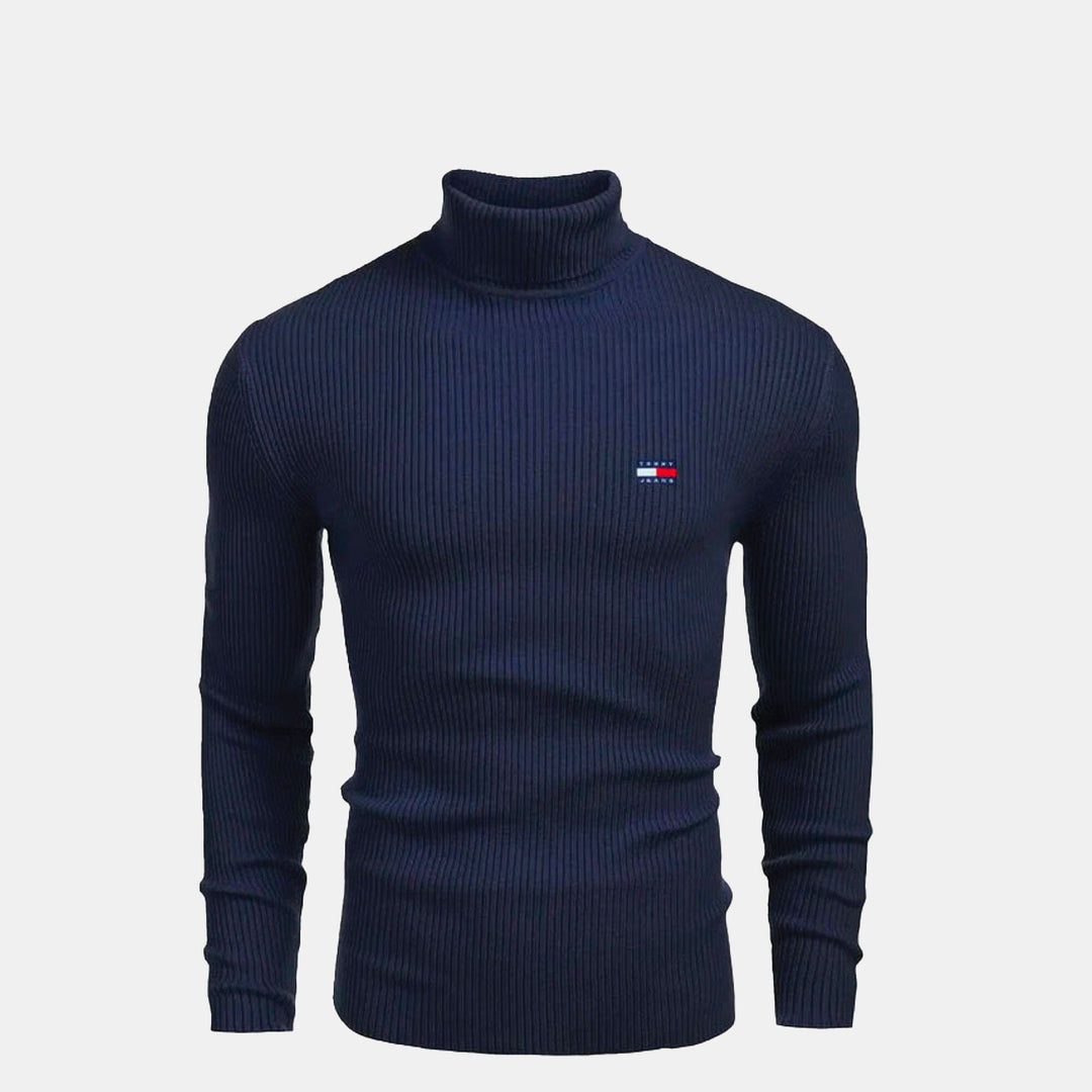 Tommy Reißverschluss | Gerippter Rollkragenpullover für Herren
