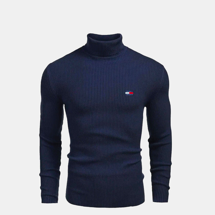 Tommy Reißverschluss | Gerippter Rollkragenpullover für Herren
