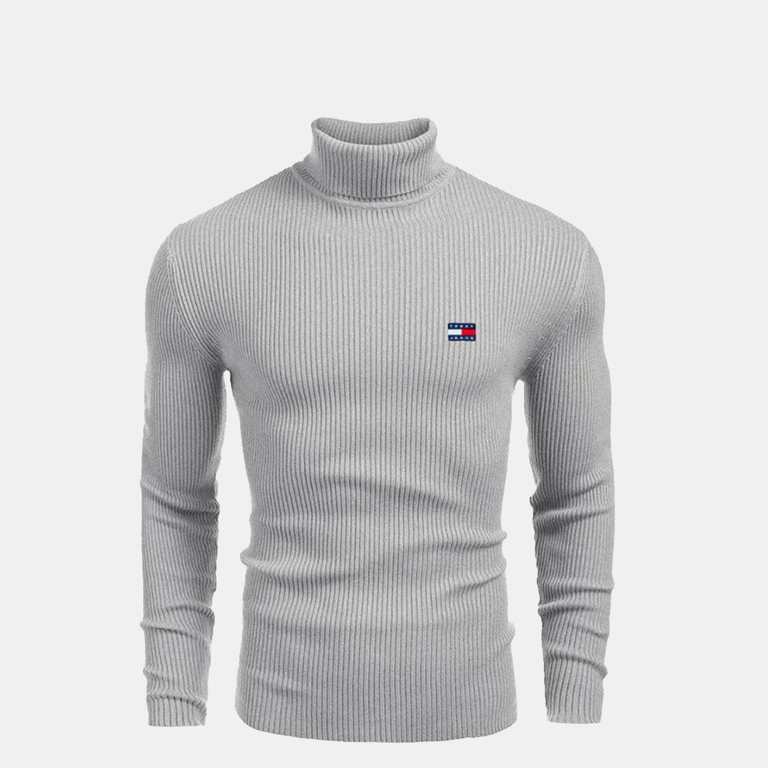 Tommy Reißverschluss | Gerippter Rollkragenpullover für Herren